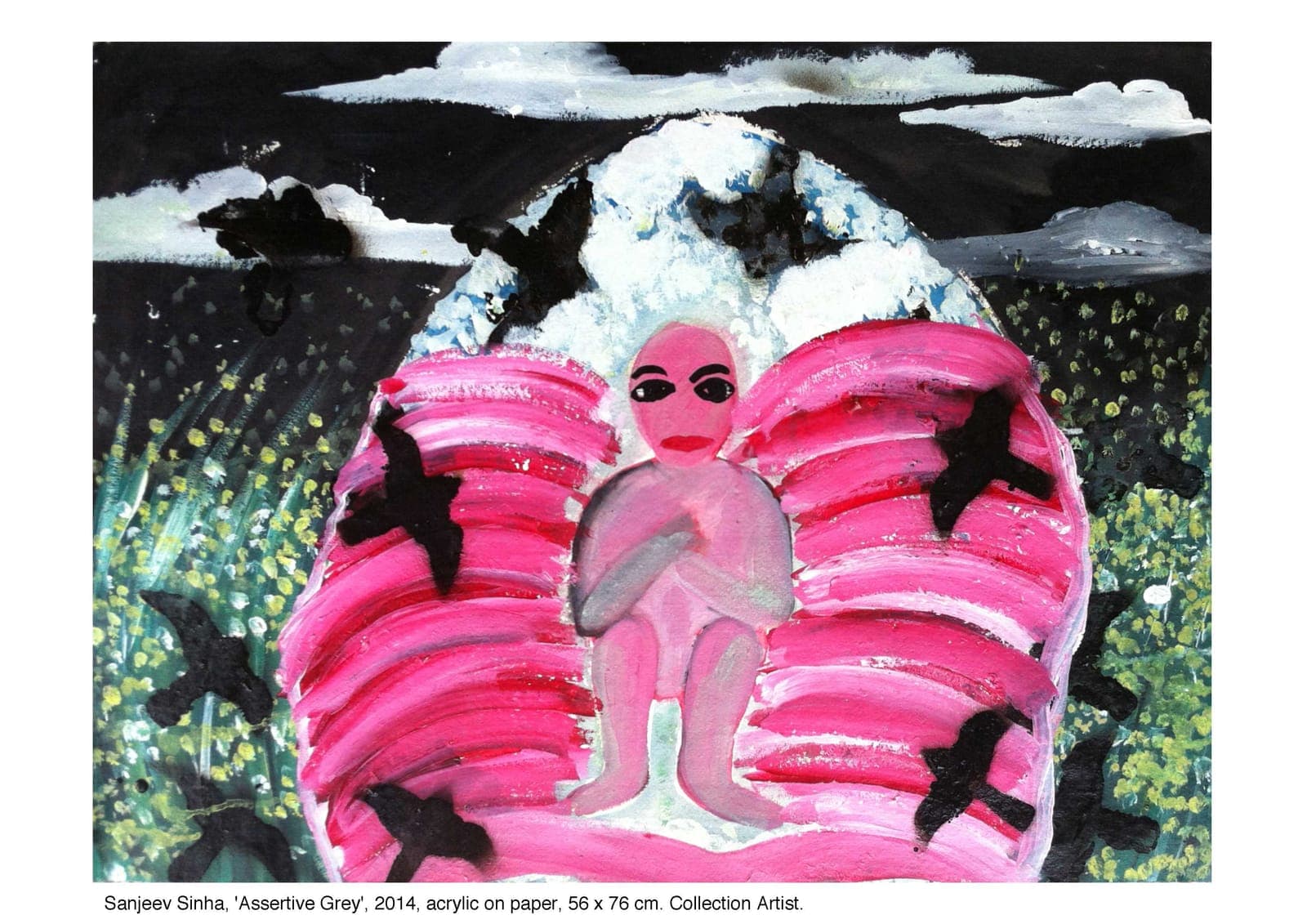 Assertive Grey by Sanjeev Sinha — Acrylic on Paper, 2014 (work 6 of 25)