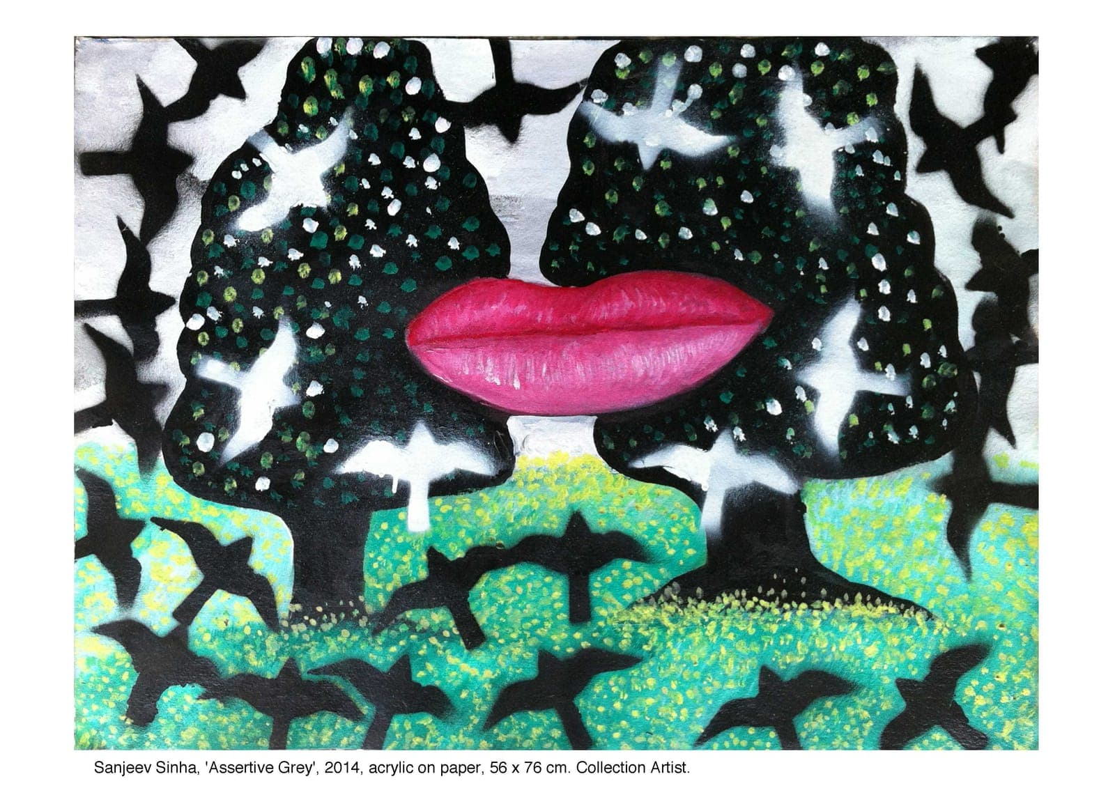 Assertive Grey by Sanjeev Sinha — Acrylic on Paper, 2014 (work 9 of 25)