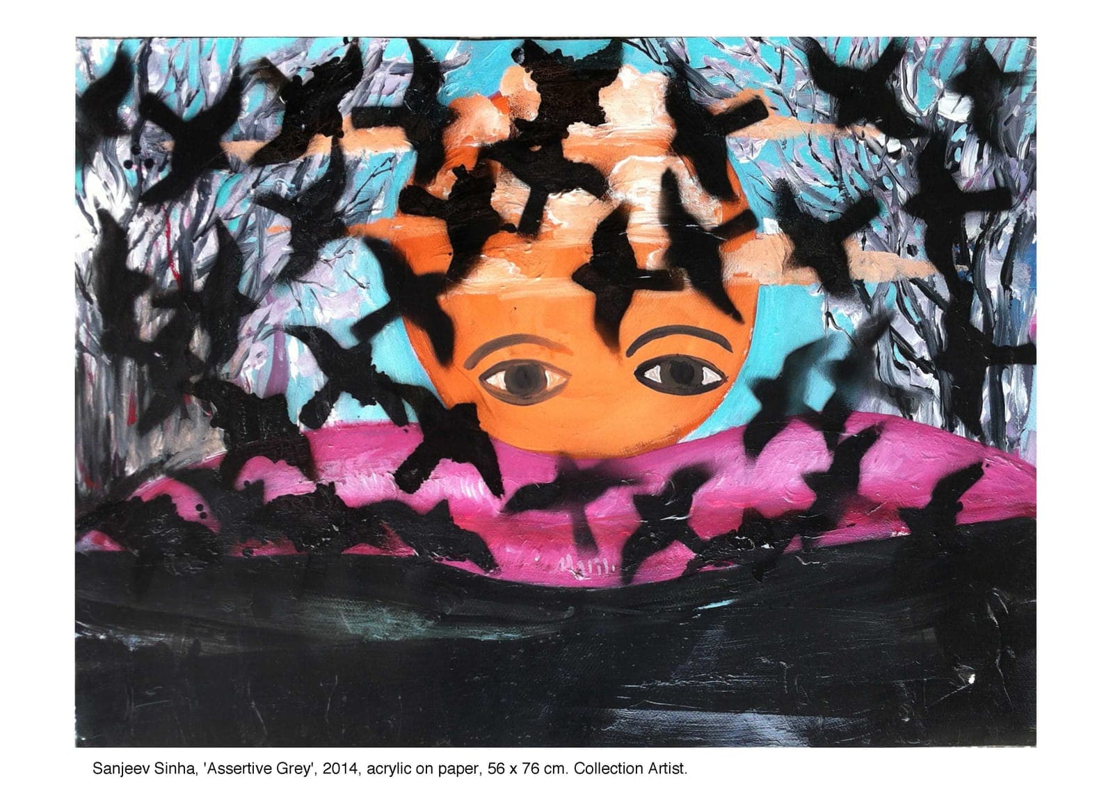 Assertive Grey by Sanjeev Sinha — Acrylic on Paper, 2014 (work 11 of 25)