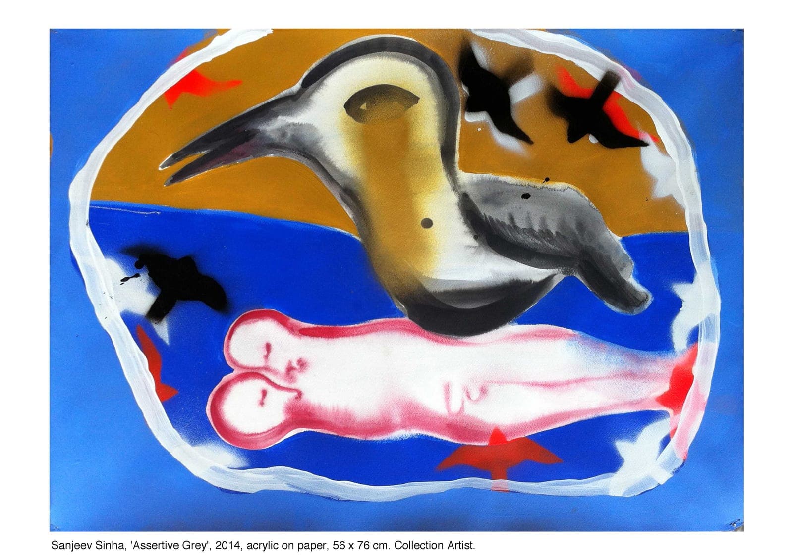 Assertive Grey by Sanjeev Sinha — Acrylic on Paper, 2014 (work 14 of 25)