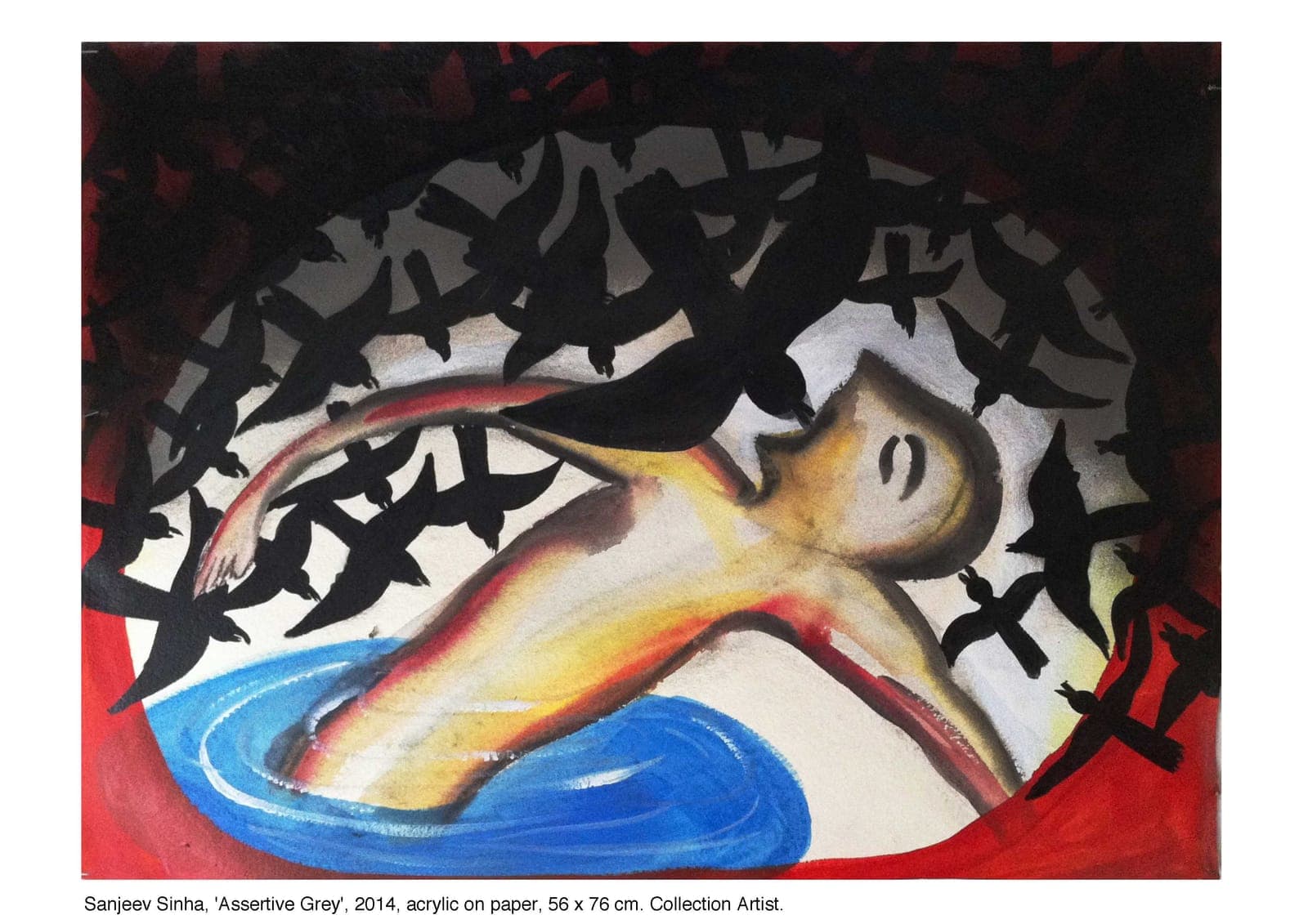 Assertive Grey by Sanjeev Sinha — Acrylic on Paper, 2014 (work 16 of 25)