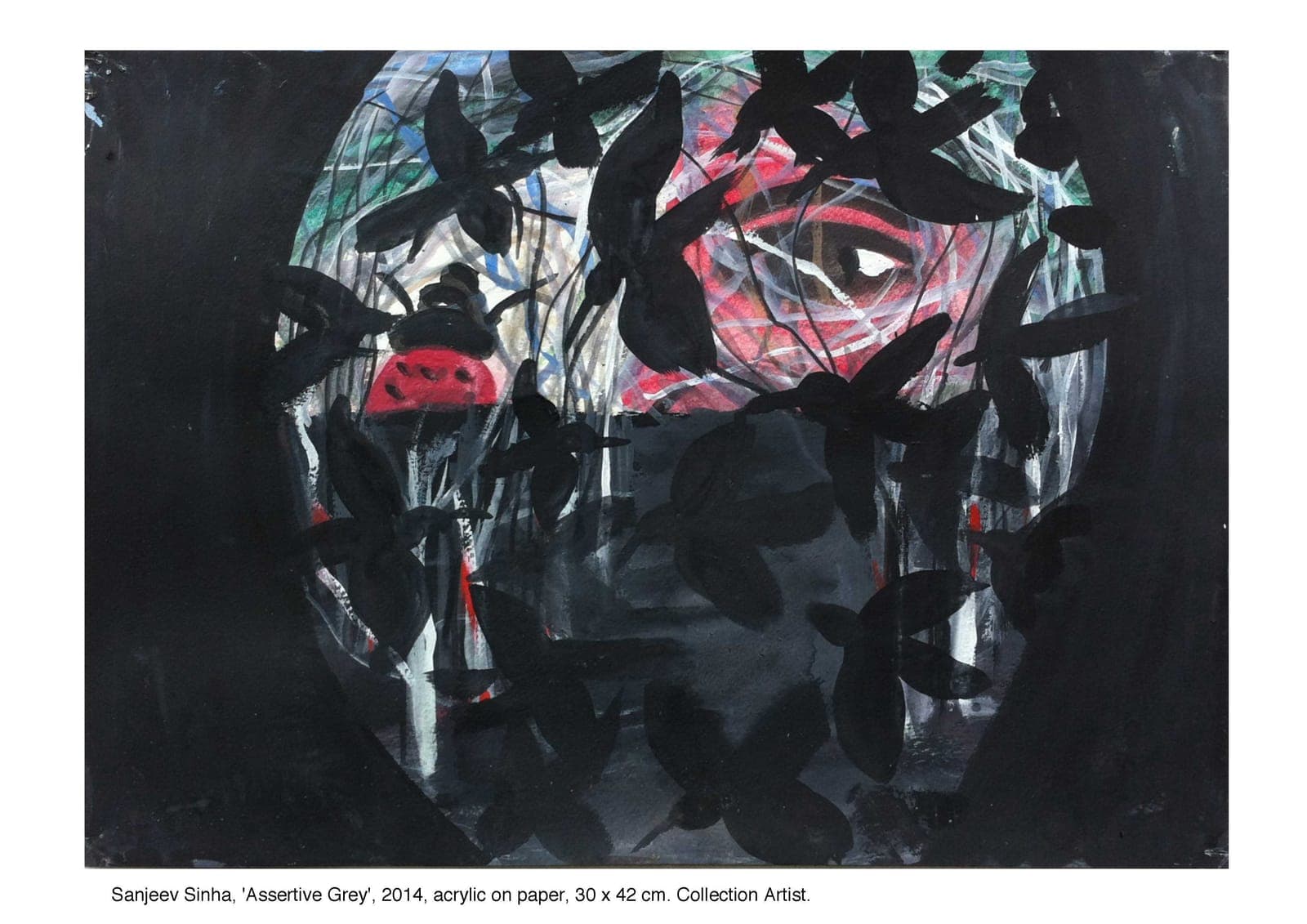 Assertive Grey by Sanjeev Sinha — Acrylic on Paper, 2014 (work 18 of 25)