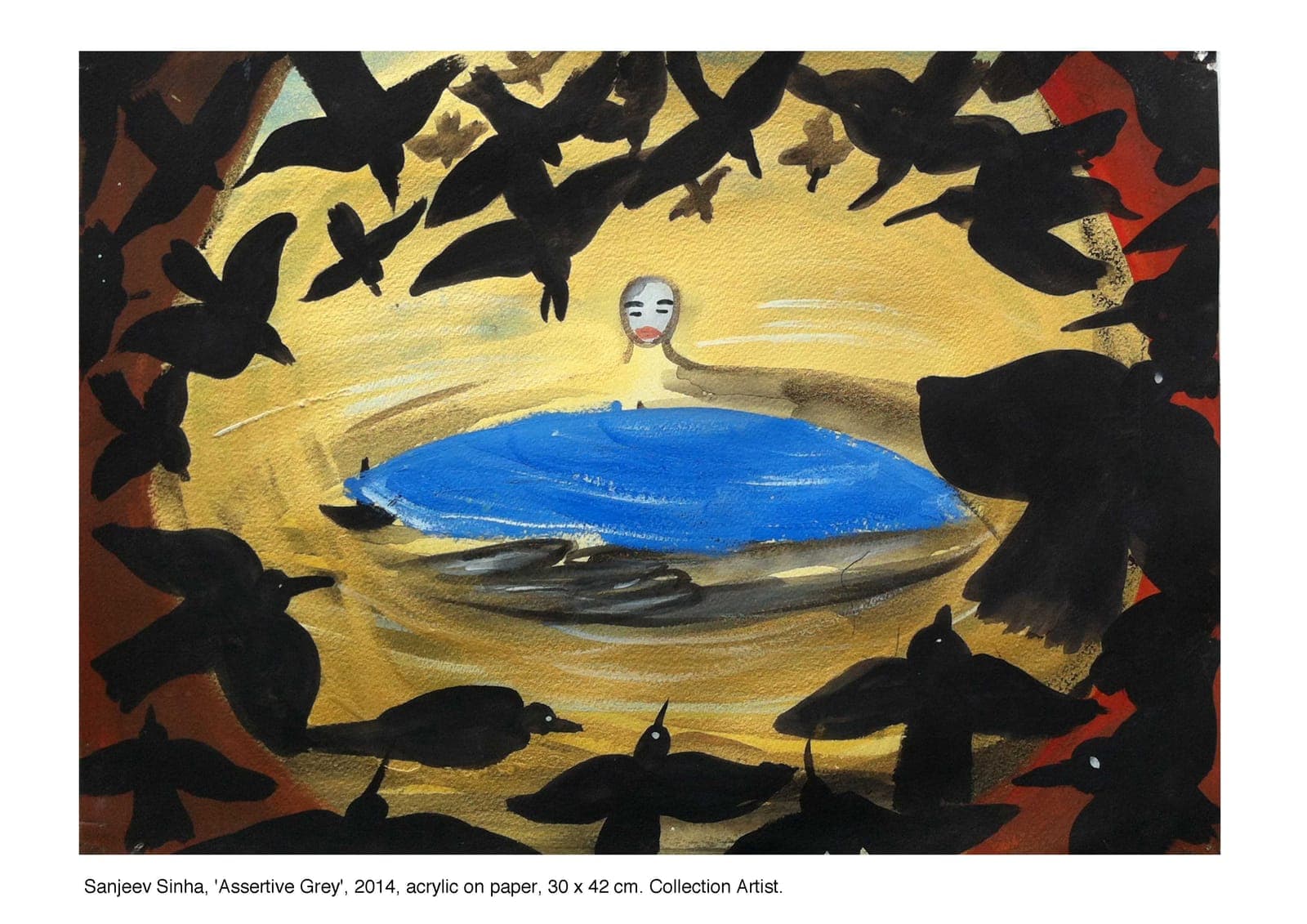 Assertive Grey by Sanjeev Sinha — Acrylic on Paper, 2014 (work 22 of 25)