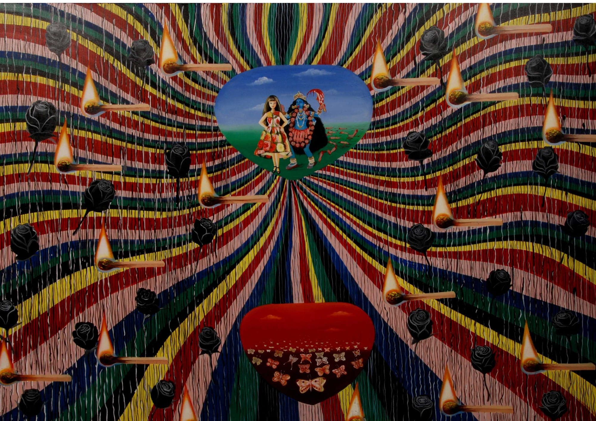 Detail of Gentle Bite V (2013), a vibrant acrylic painting by Sanjeev Sinha